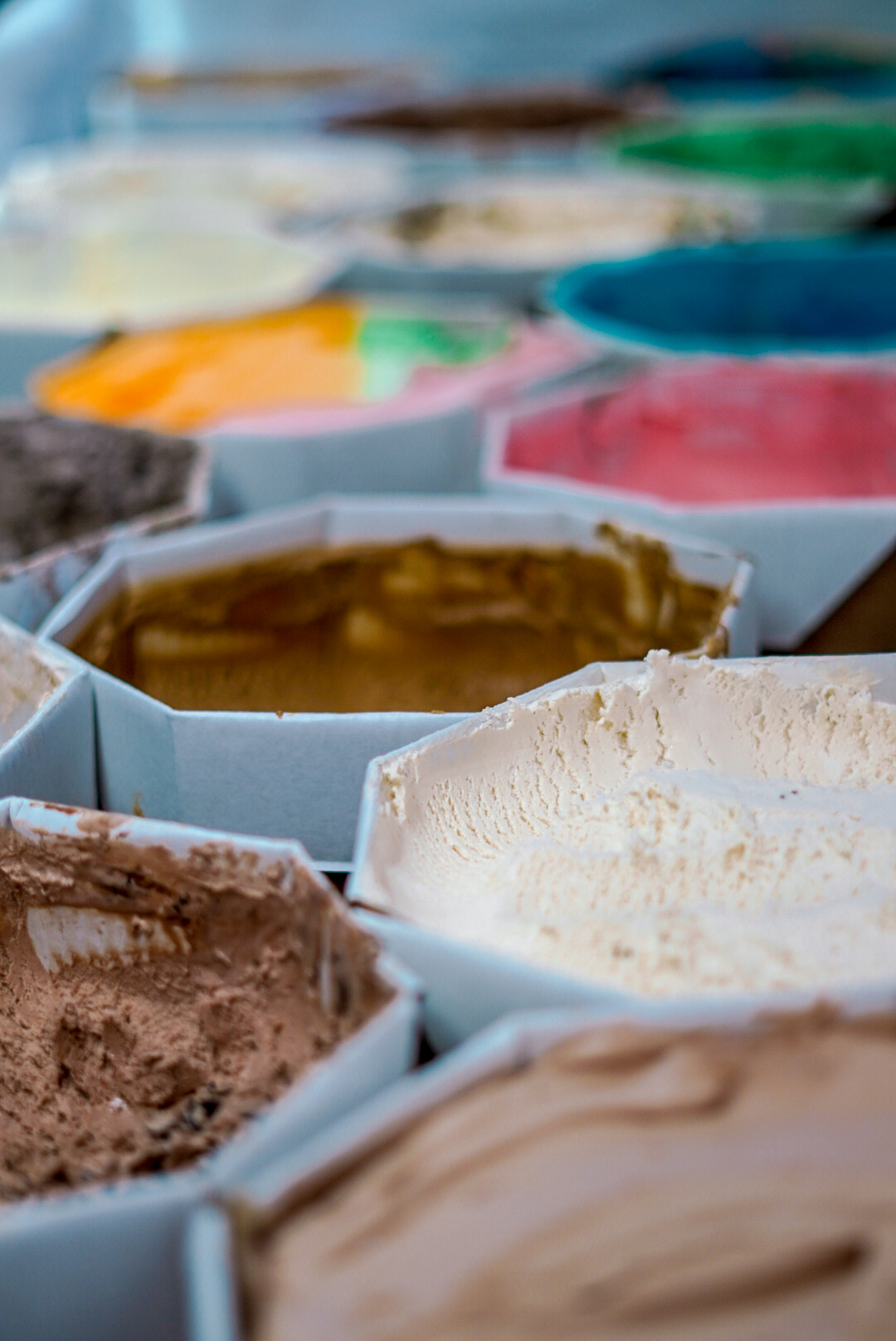 Ice cream tubs in the case