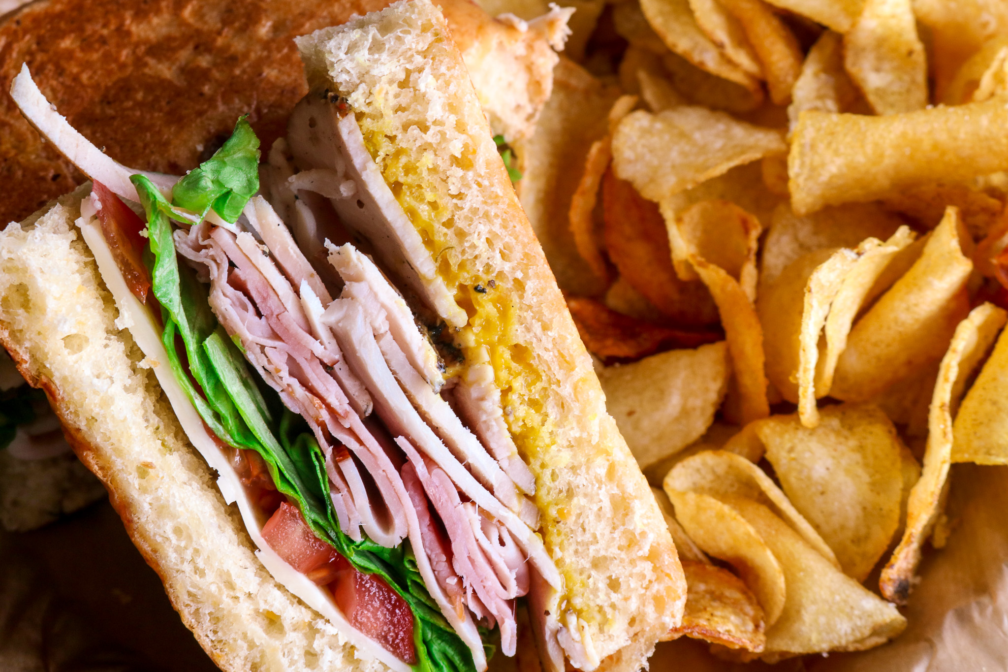 Turkey sandwich close-up