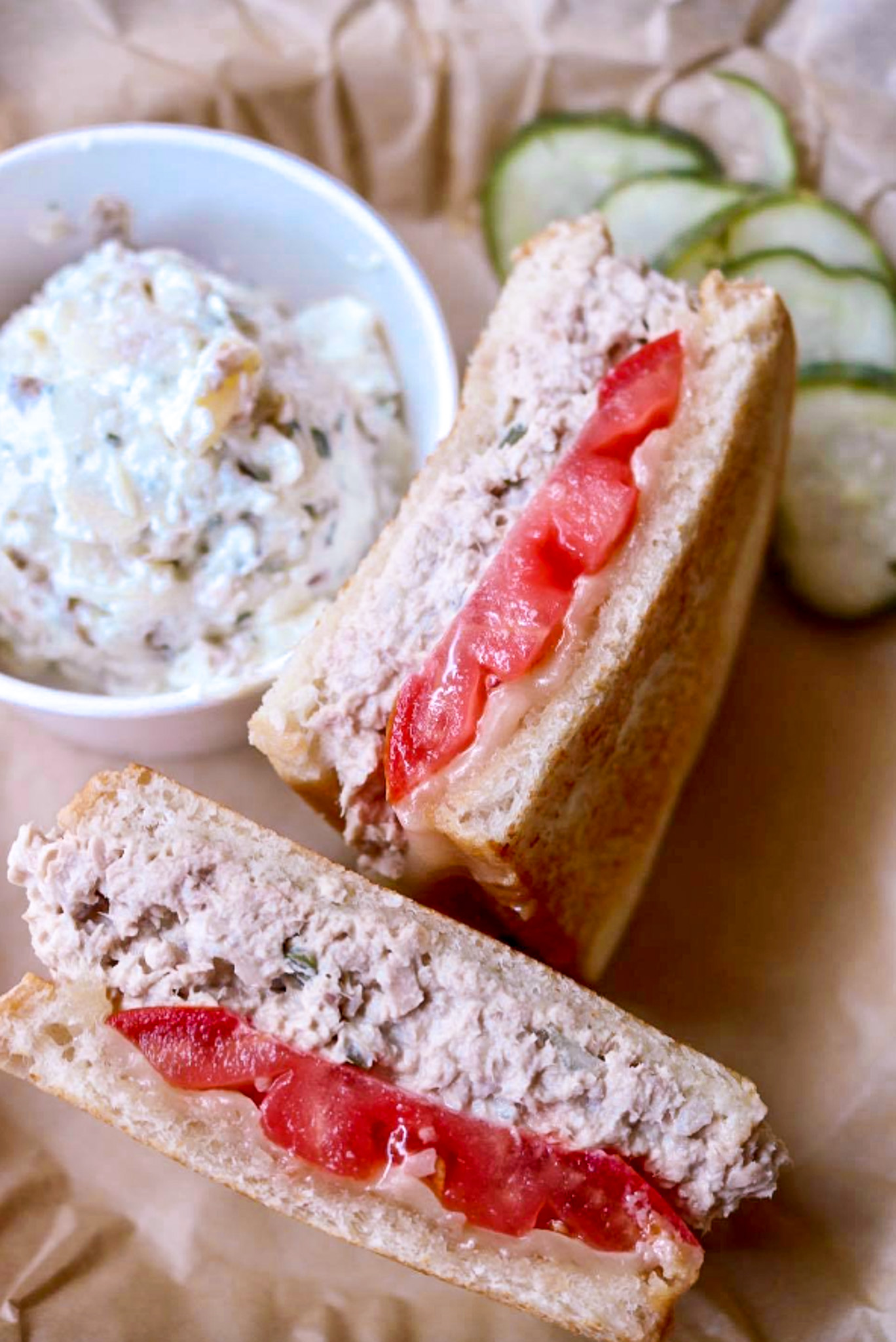 Chicken salad sandwich on toasted bread